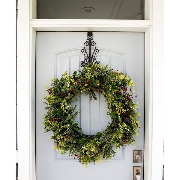 Treekeeper Metal Colonial Wreath Hanger, Iron, Brown, Up to 20 lb, Over the Door Mounting - V-20569