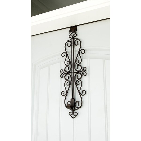 Treekeeper Metal Colonial Wreath Hanger, Iron, Brown, Up to 20 lb, Over the Door Mounting - V-20569