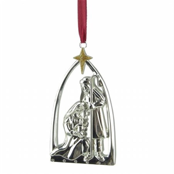Northlight Seasonal 3.75 in. Regal Shiny Silver-Plated Nativity Scene Ornament with European Crystals - 31741324