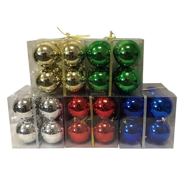 Santas Forest Ball Ornament, 80 mm H, PVC, BlueGoldGreenRedSilver - 99909