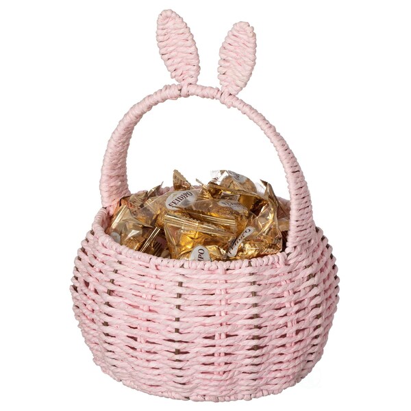 Wickerwise Hand-Woven Easter Bunny Ear Basket with Handle - Multi-Purpose Paper Rope Wicker Basket for - QI004723.PK