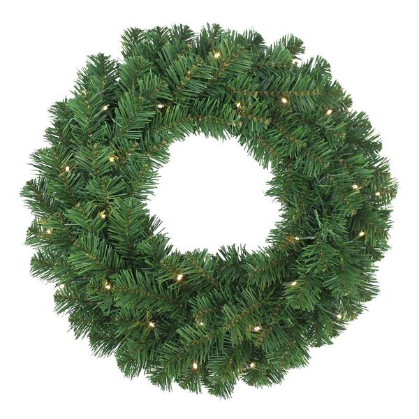 Puleo Asia Ltd Pre-Lit Western Hemlock Wreath, B/O, 24 in - 333-4041-W24LW