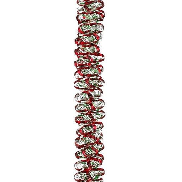 Holiday Trims Garland, 12 ft L, PVC, GreenRedSnow White, Indoor - 3786450