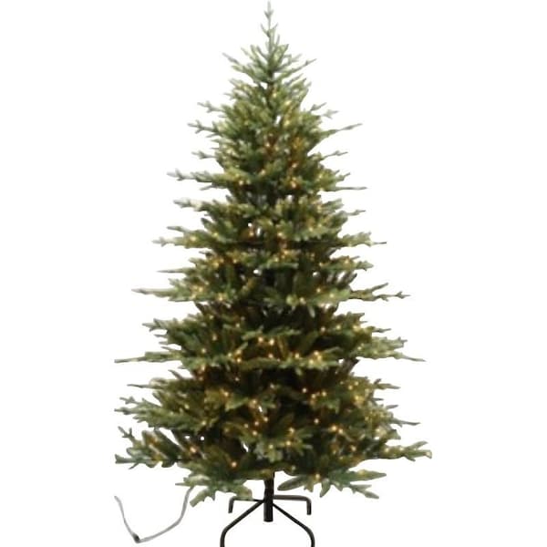 Santas Forest Pre-Lit Cascade Noble Fir Tree, 12 ft H, Nobel Fir Family, Mini Bulb, Multi/Clear Light - 61914