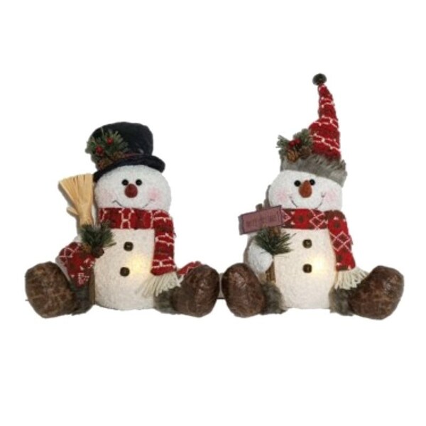 Santas Forest LED Sitting Snowman, B/O, 13 in - 48905