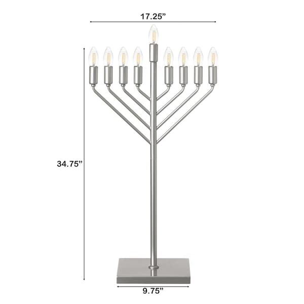 Vintiquewise Chabad Style Silver Finish Hanukkah Menorah for Entryway, Living Room, Office, and Kitchen with - QI004693.SL