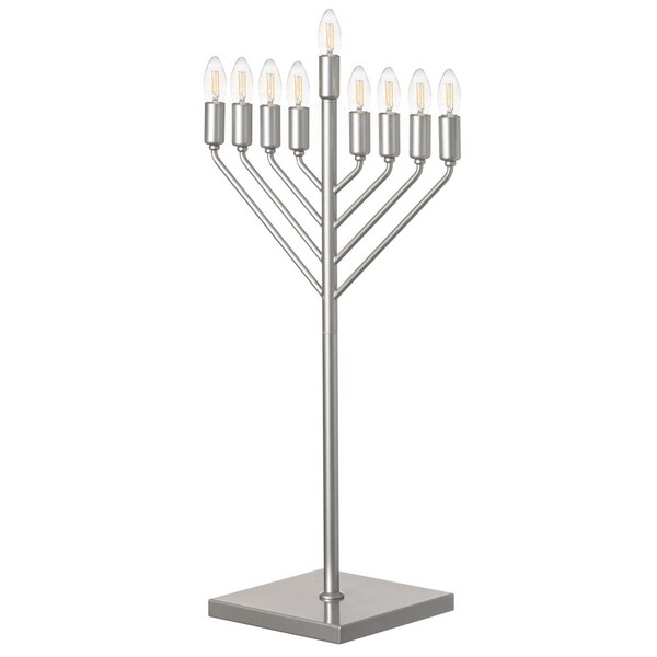 Vintiquewise Chabad Style Silver Finish Hanukkah Menorah for Entryway, Living Room, Office, and Kitchen with - QI004693.SL