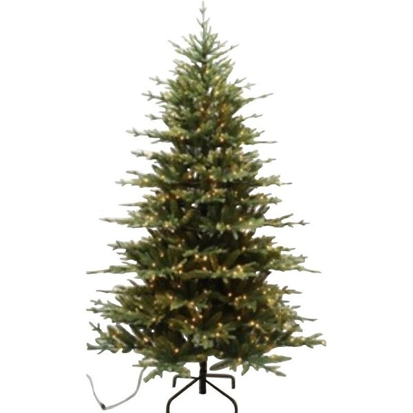 Santas Forest Pre-Lit Cascade Noble Fir Tree, 9 ft H, Nobel Fir Family, Mini Bulb, Multi/Clear Light - 61994