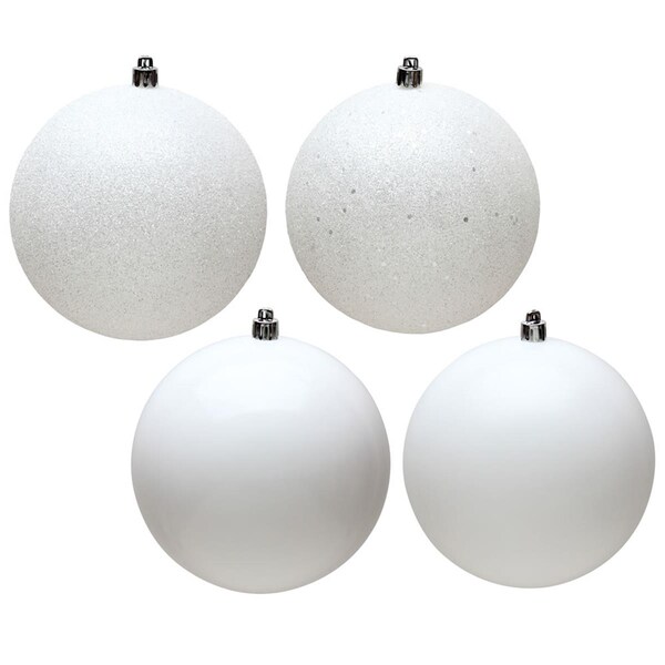 Vickerman 12 in. White 4 Finish Assorted Color Christmas Ornament Ball, 4PK - N593011DA