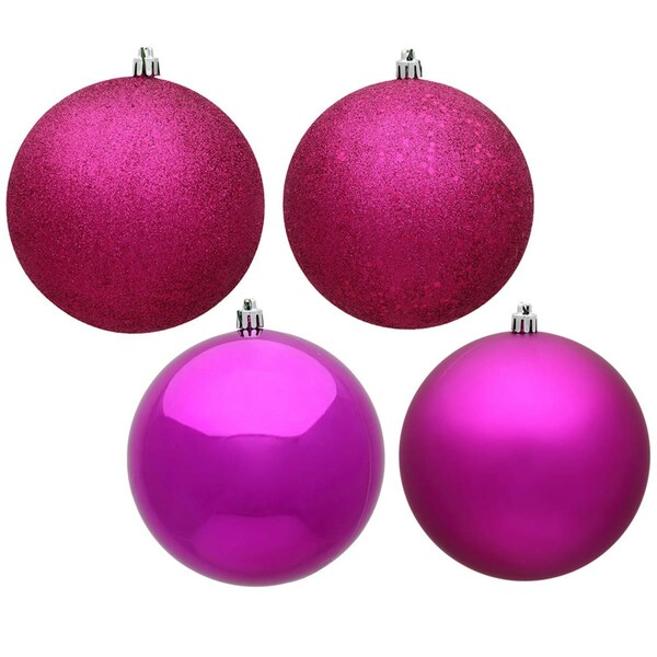 Vickerman 3 in. Fuchsia 4 Finish Assorted Color Christmas Ornament Ball, 16PK - N590870