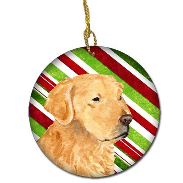 Carolines Treasures Carolines Treasures SS4545-CO1 Golden Retriever Candy Cane Holiday Christmas Ceramic Ornament - SS4545-CO1