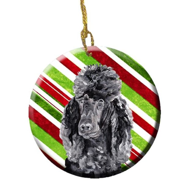 Carolines Treasures Carolines Treasures SC9794CO1 Black Standard Poodle Candy Cane Christmas Ceramic Ornament - SC9794CO1