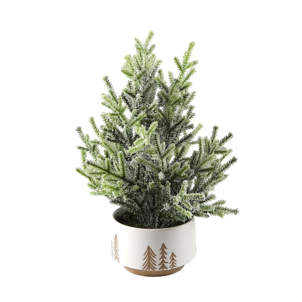 Flora Bunda 11.5' Frosted Xmas tree in 4' Reversed Bowl Pot - CH1995E-WH