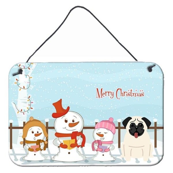 Carolines Treasures Carolines Treasures BB2335DS812 Merry Christmas Carolers Pug Cream Wall or Door Hanging Prints - BB2335DS812