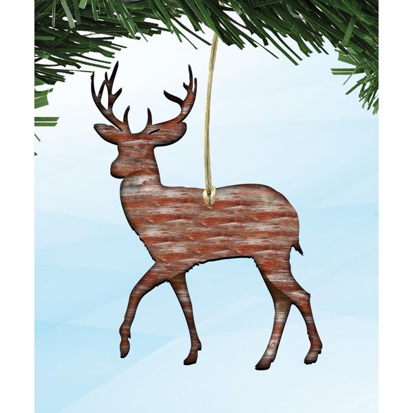 Designocracy Deer Pransing Wooden Ornament - 99217O