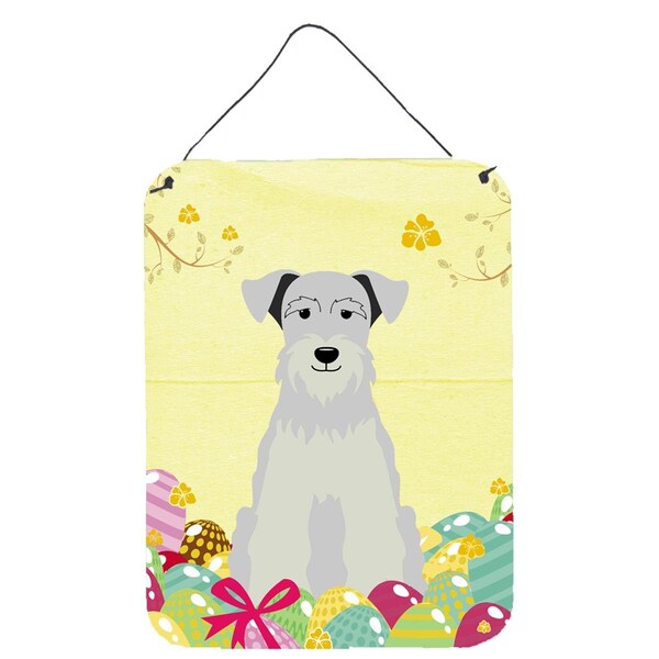 Carolines Treasures Easter Eggs Miniature Schanuzer White Wall or Door Hanging Prints - BB6053DS1216