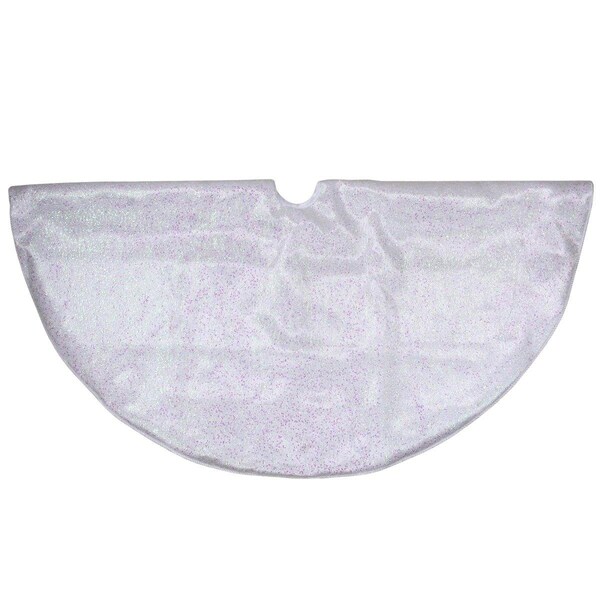 Go-Go 48 in. White Iridescent Holographic Glittered Christmas Tree Skirt - GO2128774