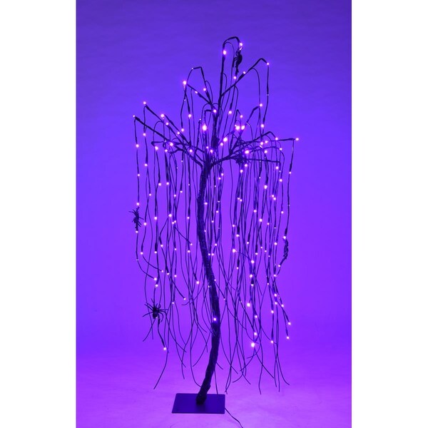 Queens Of Christmas 4 ft. Halloween Willow Tree with Purple LED, Black - LED-WLLW-04-LPU