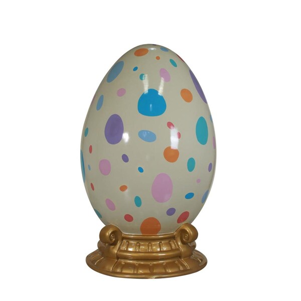 Queens Of Christmas 6.5 ft. Pastel Polka Dot Easter Egg Decor with Base - EST-EGG-6.5-PSTL-PDOT