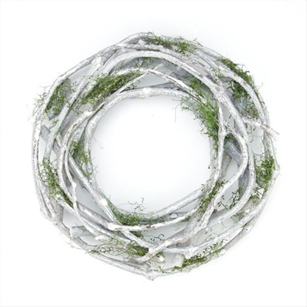 Go-Go White Twig And Green Moss Artificial Wreath - Medium - GO73032