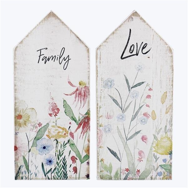 Youngs Wood Love & Family House Shape Tabletop, Assorted Color - 2 Piece - 72554
