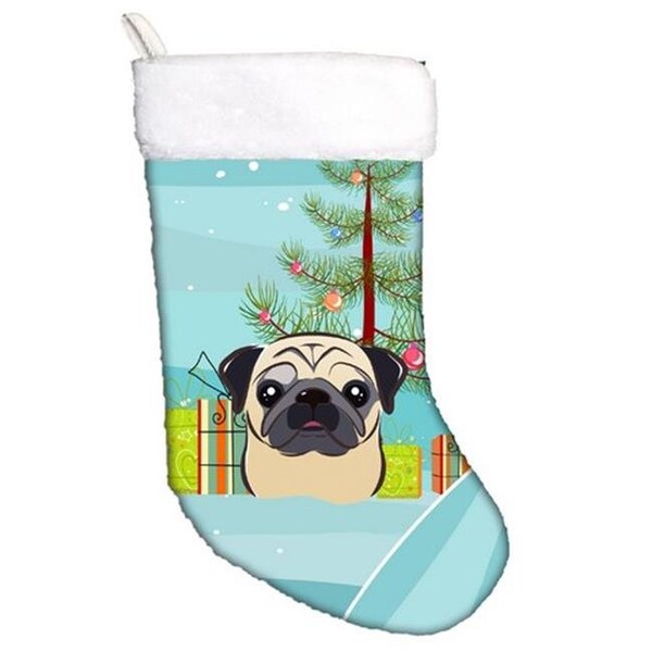 Carolines Treasures Carolines Treasures BB1634CS Christmas Tree & Fawn Pug Christmas Stocking - BB1634CS