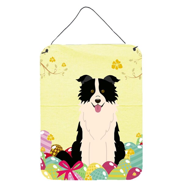 Carolines Treasures Easter Eggs Border Collie Black White Wall or Door Hanging Prints - BB6118DS1216