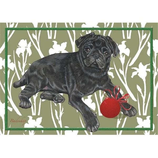 Pipsqueak Productions Pipsqueak Productions C530 Holiday Boxed Cards- Pug Black - C530