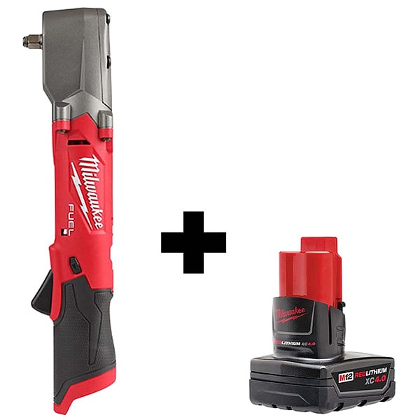 Milwaukee Tool Cordless Impact Wrench, 3/8 in Square, 12V DC, 3000 RPM, Includes Battery (4.0 Ah) - 2564-20, 48-11-2440