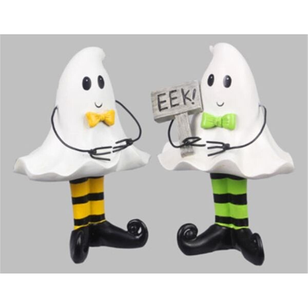 Youngs Resin Halloween Standing Ghost Accent with Wire Arms, Assorted Color - 2 Piece - 80239