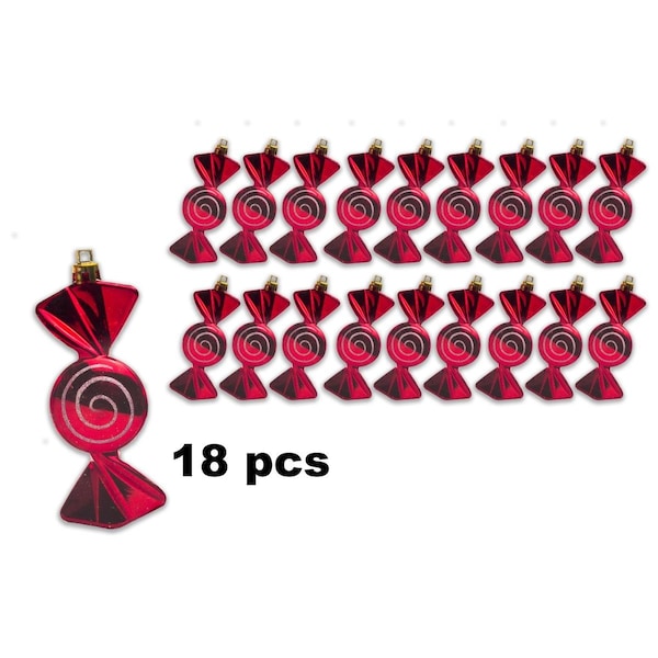 Queens Of Christmas Candy Ornament with Spiral Red & White - Pack of 18, 18PK - ORN-CDY-18PK-SWL