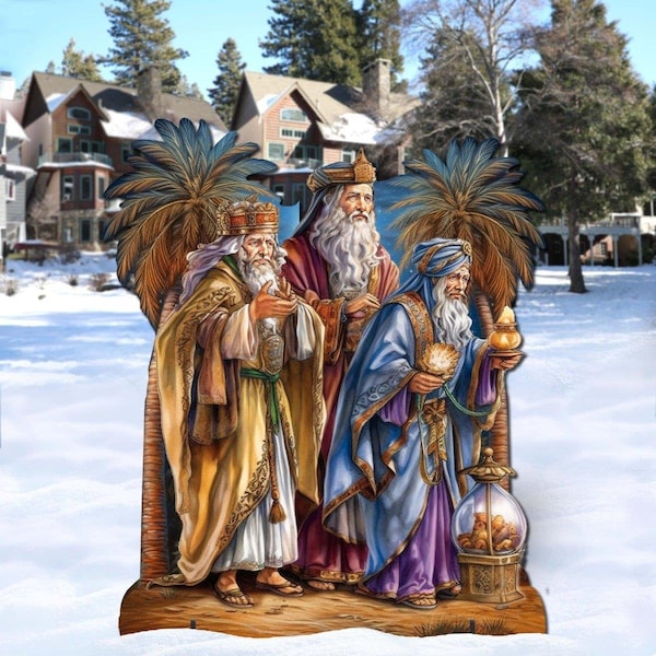 Designocracy 32 x 27 in. Three Wise Men Outdoor Nativity Holiday Decor - 8611040F