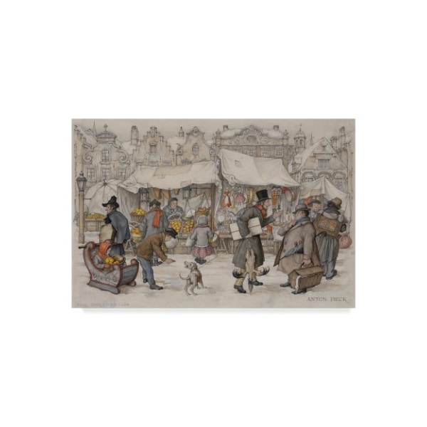 Trademark Fine Art Anton Pieck 'Christmas Market' Canvas Art, 22x32 - ALI38384-C2232GG