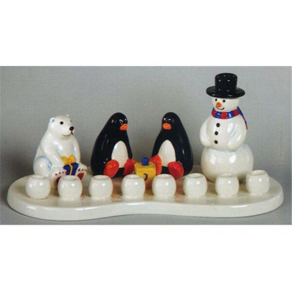 Giftmark GiftMark M-3698 Ceramic Winter Theme Menorah with Snowman and Penguins - M-3698