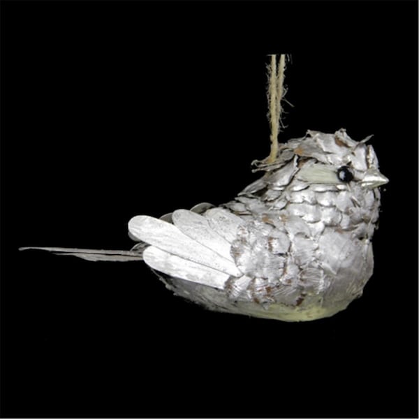 Northlight Seasonal Country Cabin Decorative Champagne Glittered Pine Cone Bird Christmas Ornament - 31749495