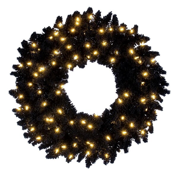 Vickerman 30 in. Flocked Fir DuraLit 100 Warm White Garland, Black - K221731LED