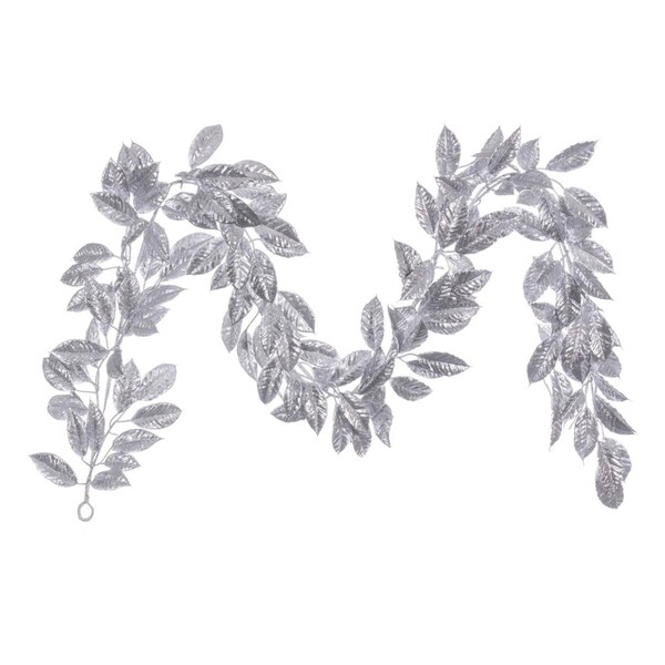 Vickerman 6 ft. Gardenia Glitter Garland, Silver - FK221472