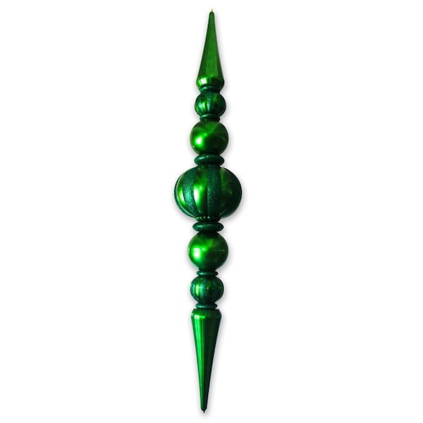 Queens Of Christmas Giant Oversized Shatterproof Plastic Finial Ornament, Green - ORN-OVS-100-GR