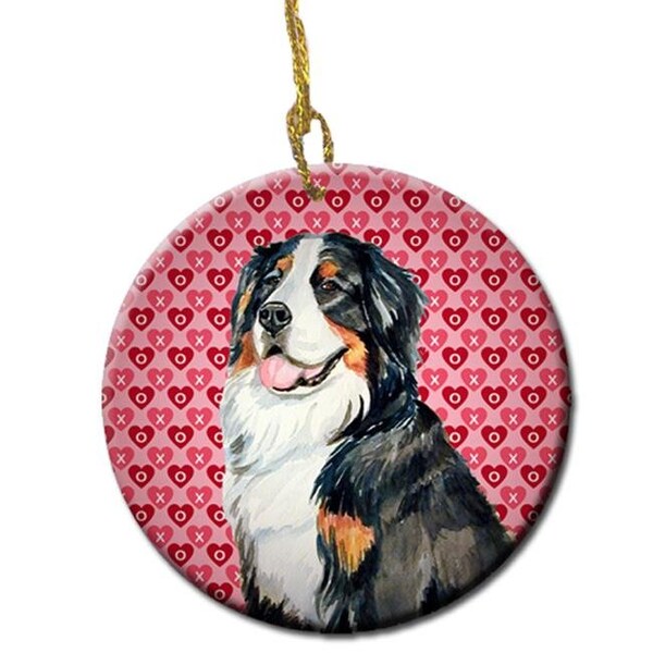 Carolines Treasures Carolines Treasures LH9154CO1 Bernese Mountain Dog Valentines Love And Hearts Ceramic Ornament - LH9154CO1
