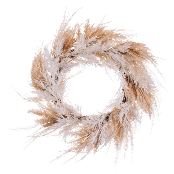 Vickerman 23.5 in. Fern & Mini Leaves Wreath, Beige - FM228922