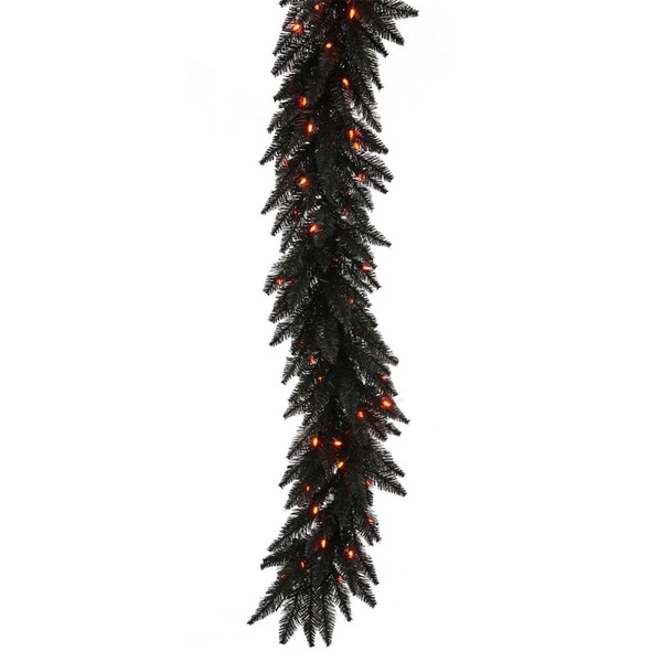 Vickerman Black Dura-Lit Garland with Orange LED Lights, 9 ft. x 14 in. - K162115LED