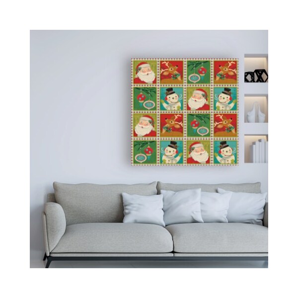 Trademark Fine Art Holli Conger 'Retro Christmas repeat 1' Canvas Art, 14x14 - ALI47381-C1414GG