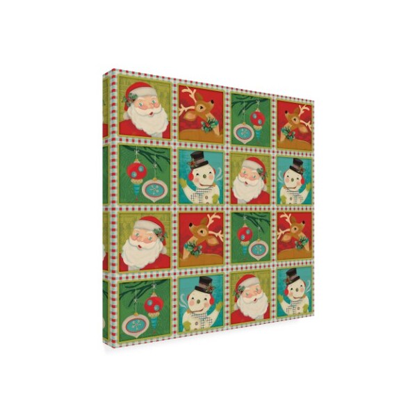 Trademark Fine Art Holli Conger 'Retro Christmas repeat 1' Canvas Art, 14x14 - ALI47381-C1414GG