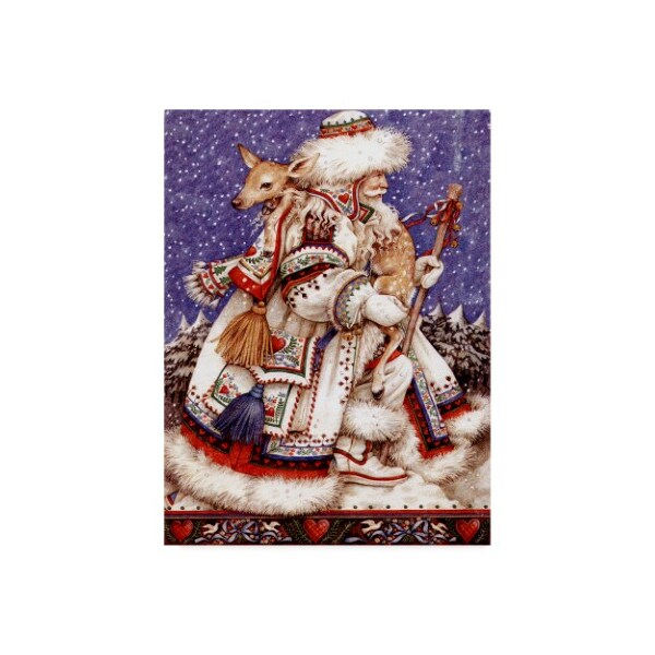 Trademark Fine Art Anne Yvonne Gilbert 'Father Christmas With Deer' Canvas Art, 14x19 - ALI38101-C1419GG