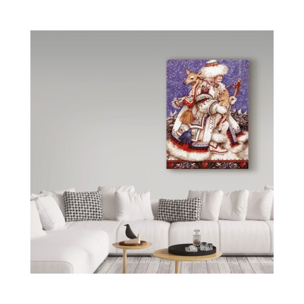 Trademark Fine Art Anne Yvonne Gilbert 'Father Christmas With Deer' Canvas Art, 14x19 - ALI38101-C1419GG