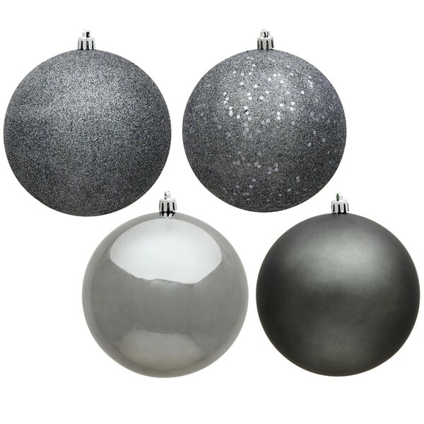 Vickerman 2.4 in. Pewter 4 Finish Assorted Color Christmas Ornament Ball, 60PK - N596087A