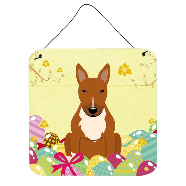 Carolines Treasures Easter Eggs Bull Terrier Red Wall or Door Hanging Prints - BB6134DS66