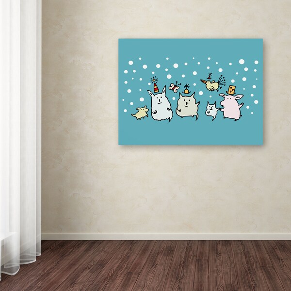 Trademark Fine Art Carla Martell 'Christmas Creatures in Blue' Canvas Art, 14x19 - ALI0505-C1419GG