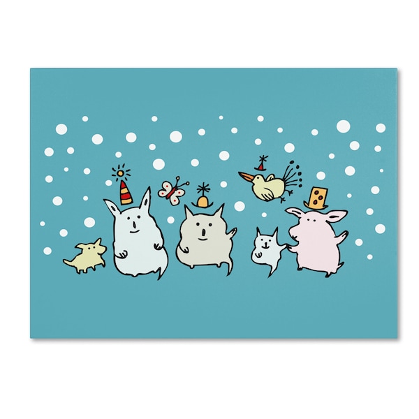 Trademark Fine Art Carla Martell 'Christmas Creatures in Blue' Canvas Art, 14x19 - ALI0505-C1419GG