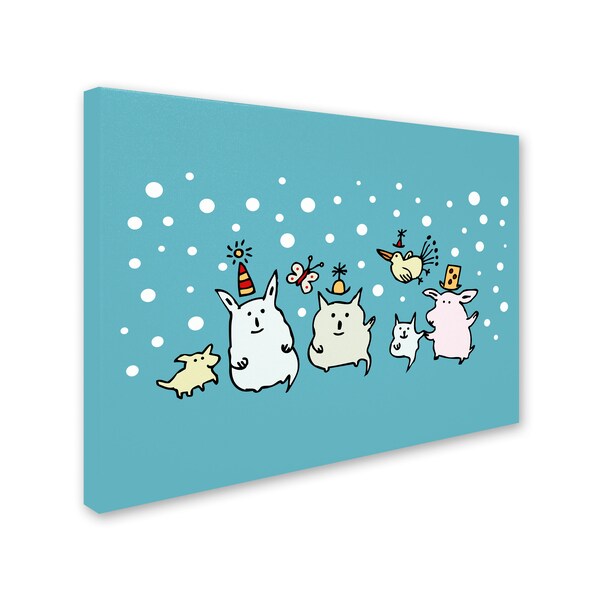 Trademark Fine Art Carla Martell 'Christmas Creatures in Blue' Canvas Art, 14x19 - ALI0505-C1419GG
